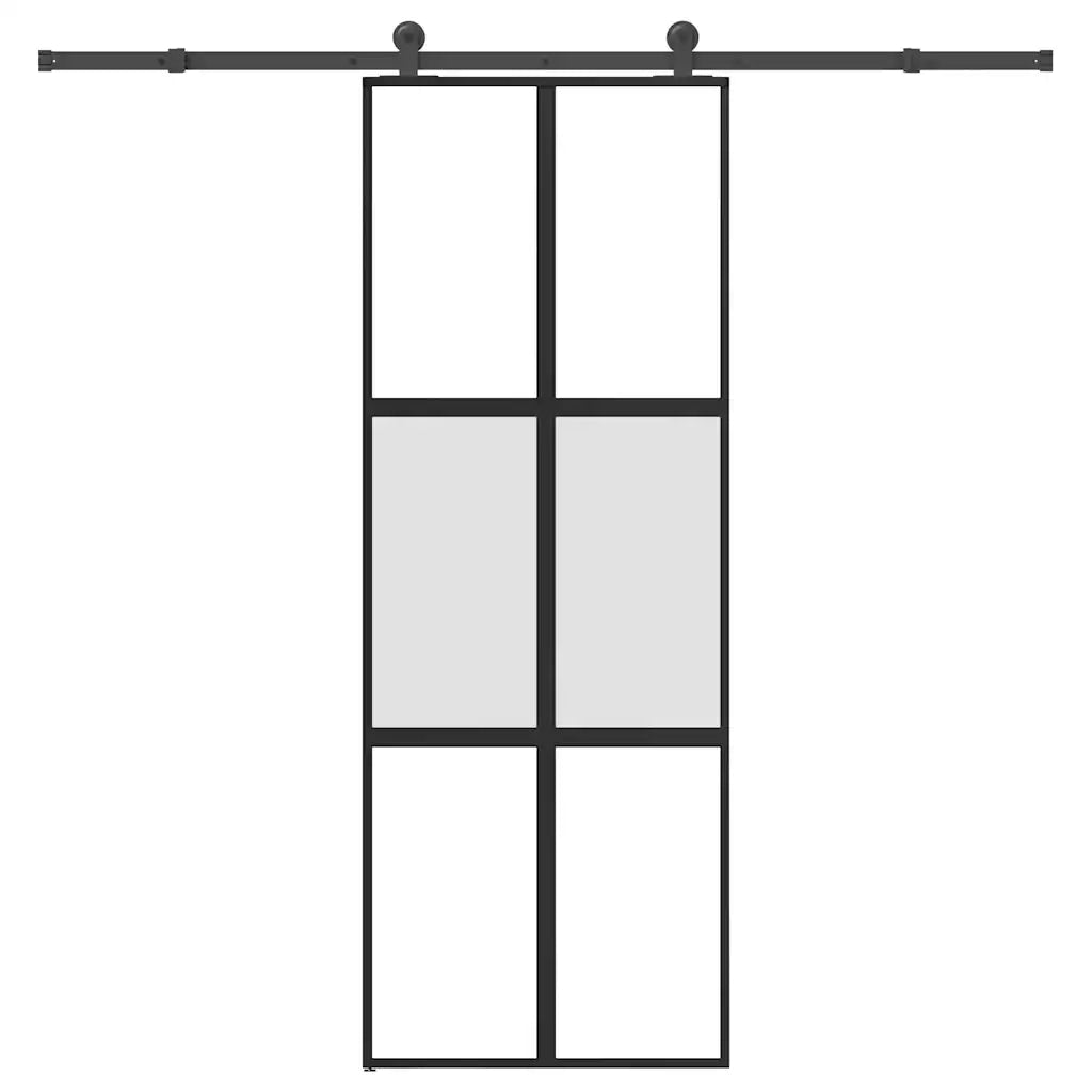 Porta Scorrevole Ferramenta 76x205 cm Vetro Temperato Alluminio