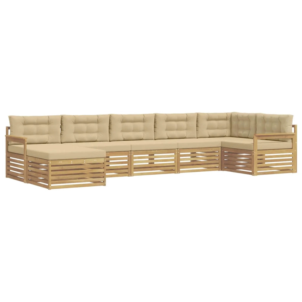 Set di divani da esterno 7 pz Bianco e Beige 3390833