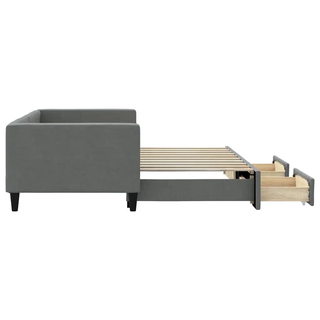 Divano Letto Estraibile Cassetti Grigio Scuro 100x190 Tessuto 3196658