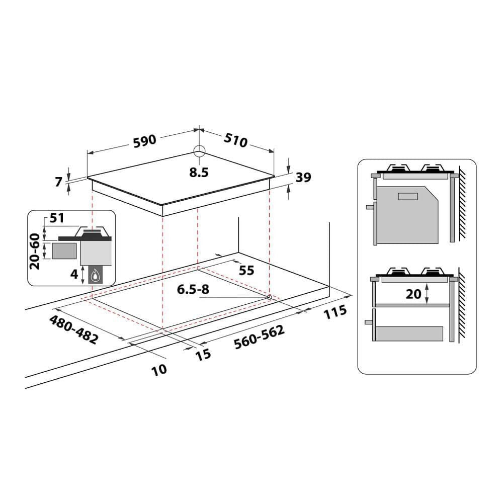 Whirlpool Piano cottura a gas - GMAL 6422/IXL