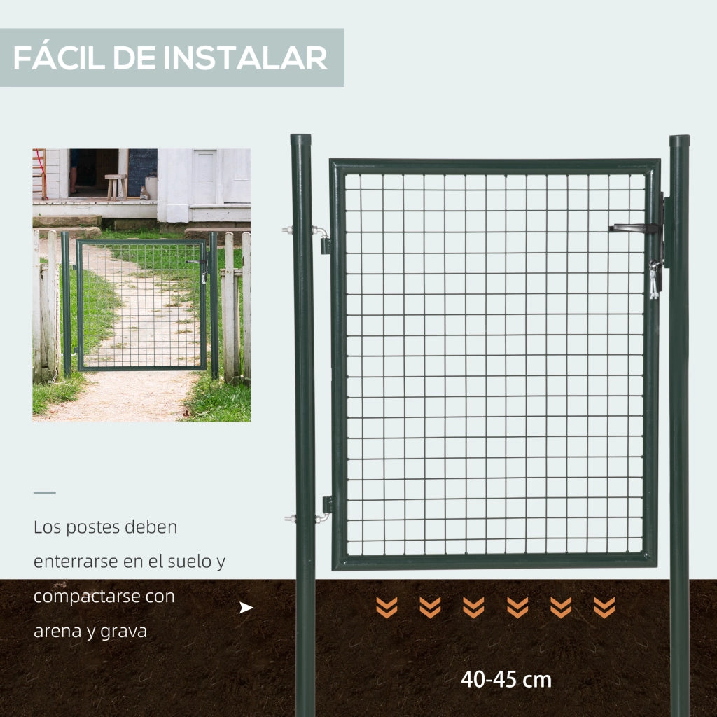 Cancello da Giardino in Acciaio con Serratura ¨C zephmum ¨C Verde 97x150 cm