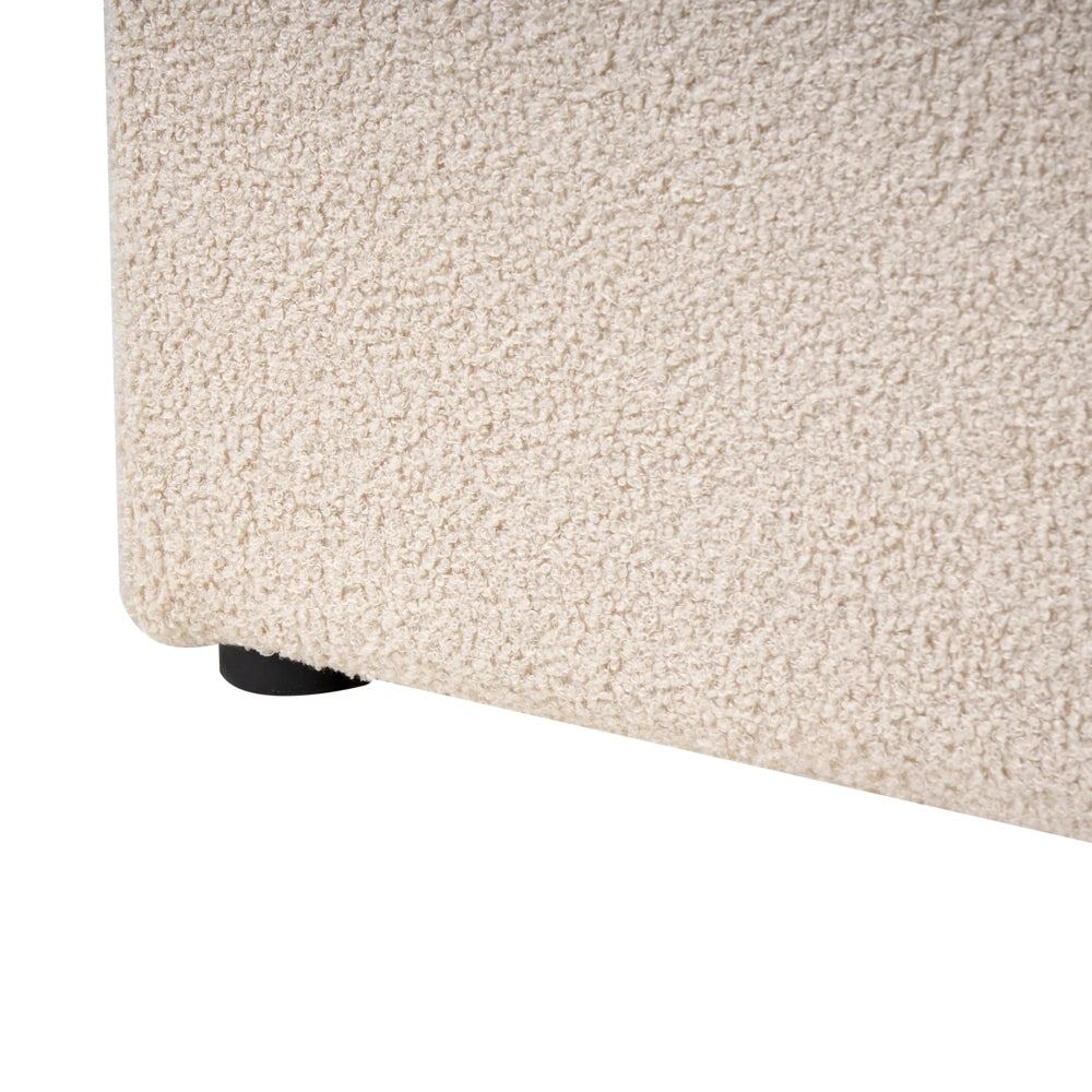 Letto in bouclé imbottito color beige 120 x 200 cm contenitore elevabile con testiera e rete a doghe