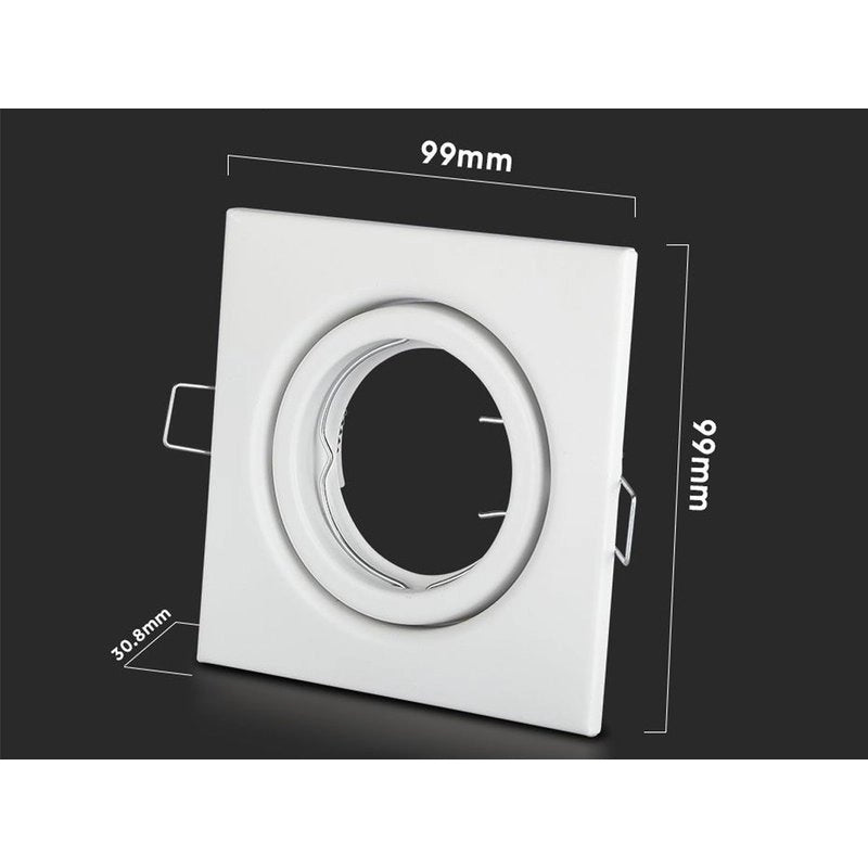 Porta Faretto Led GU10 MR16 Quadrato Con Molla Colore Bianco Orientabile Spotlight Fitting SKU-3472