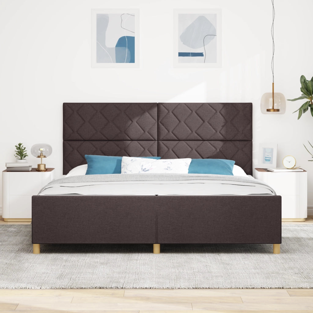Rete letto  in marrone scuro, 200x200 cm, tessuto