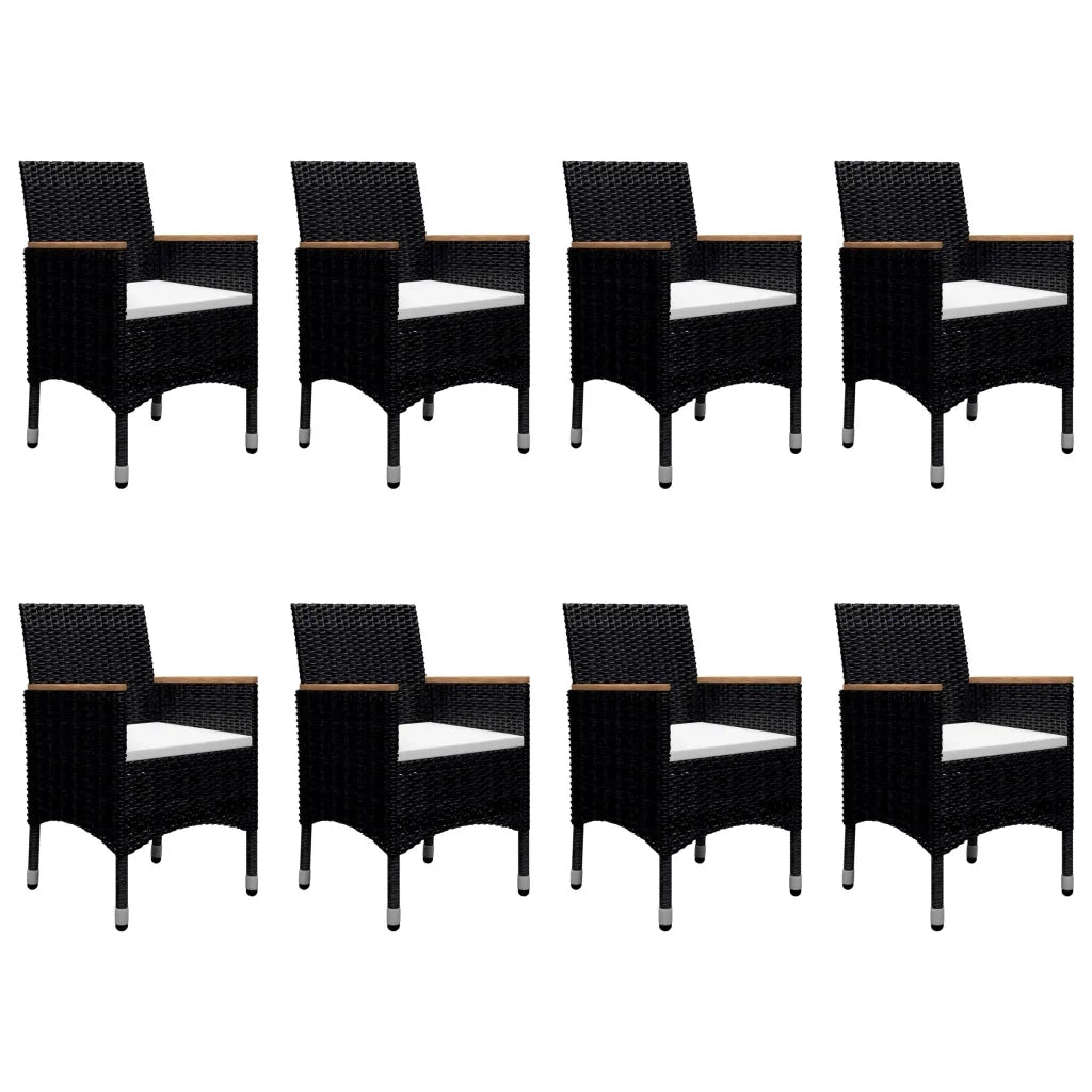 Set da Pranzo da Giardino 9 pz in Polyrattan e Acacia Nero 3058344