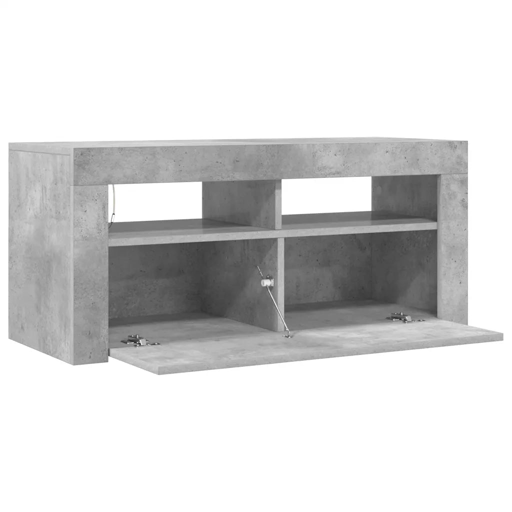 Mobile Porta TV con Luci LED Grigio Cemento 90x35x40 cm 804323