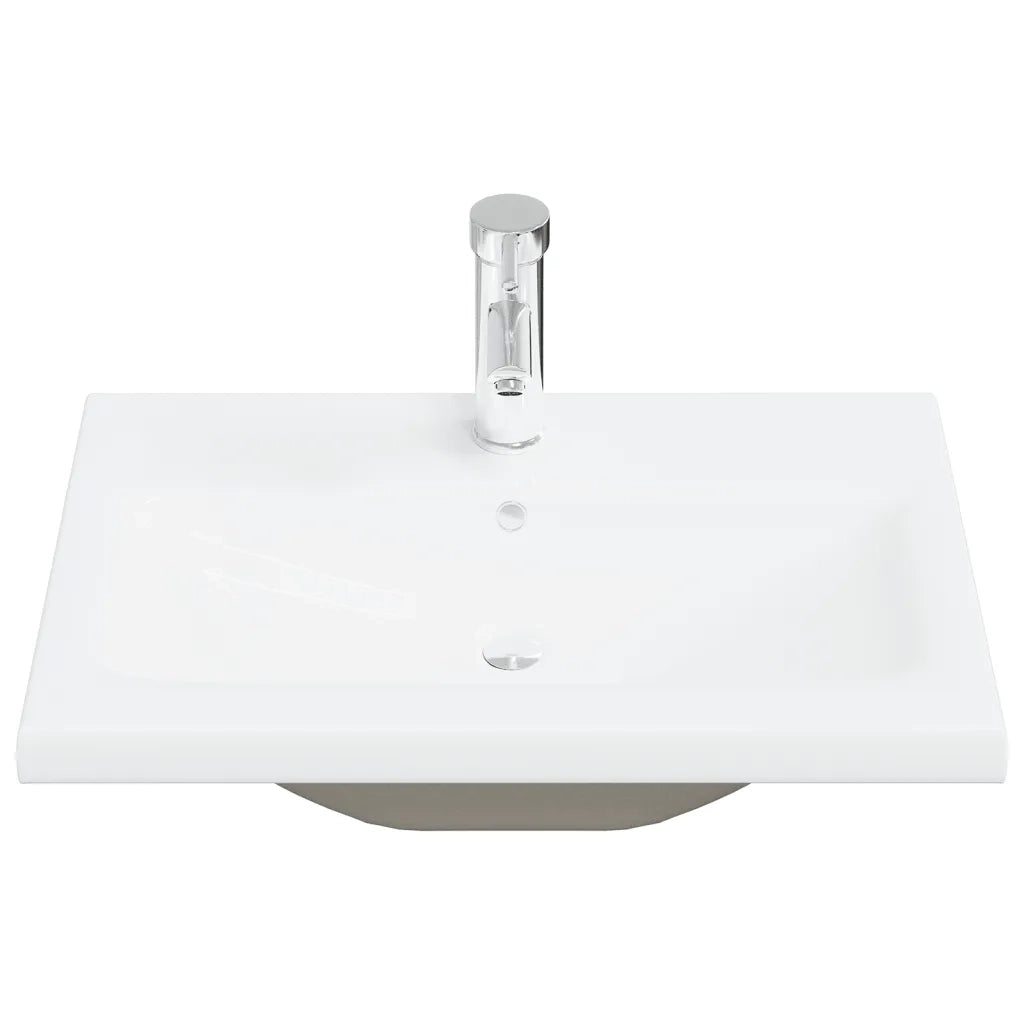 Set Mobili da Bagno 2 pz in Ceramica e Legno Multistrato