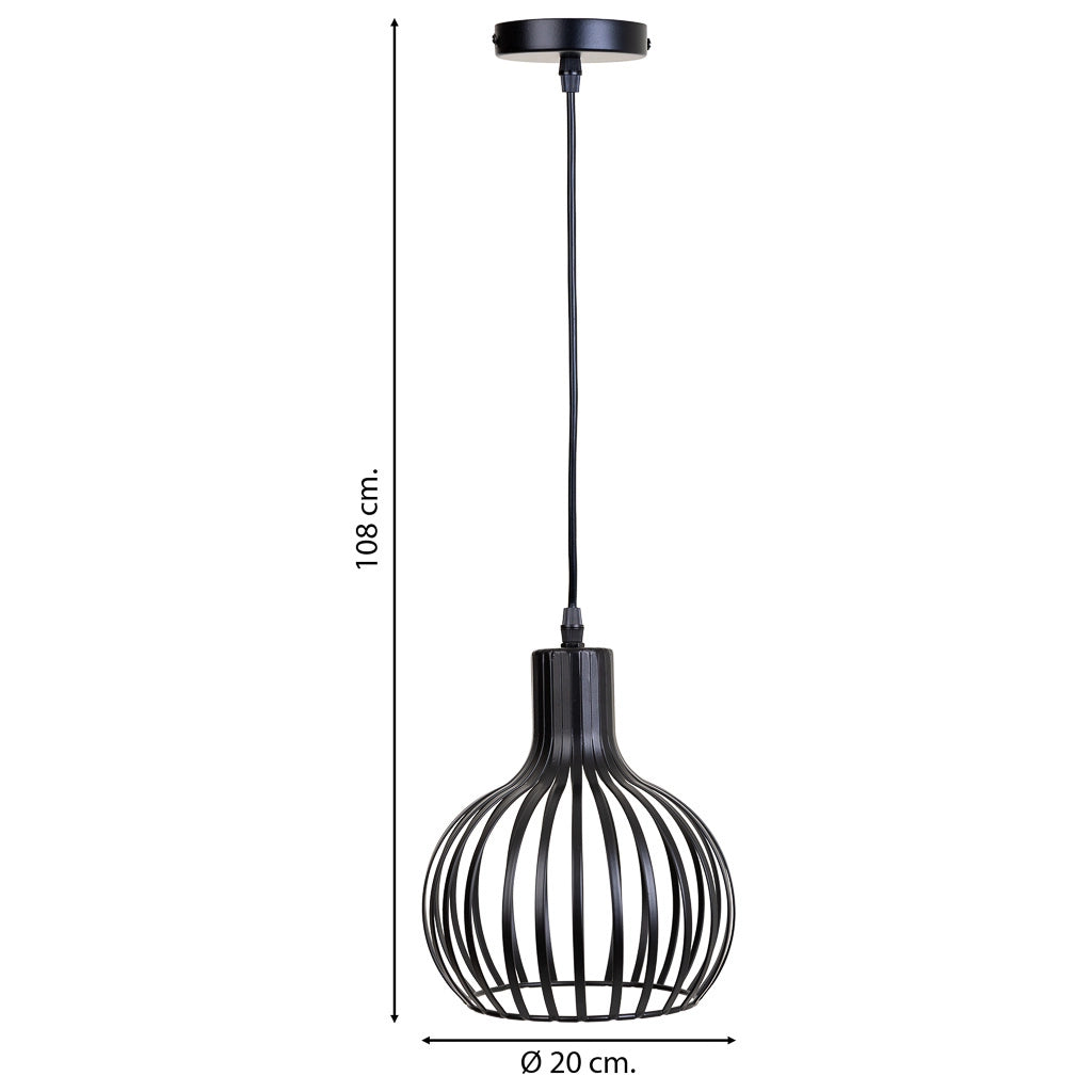 Lampada a sospensione in metallo nero 20x20x108h