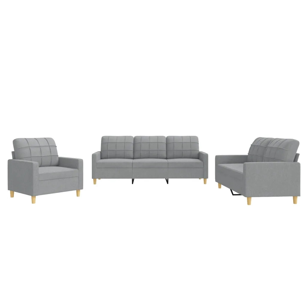 Set di Divani 3 pz con Cuscini Grigio Chiaro in Tessutocod mxl 83099