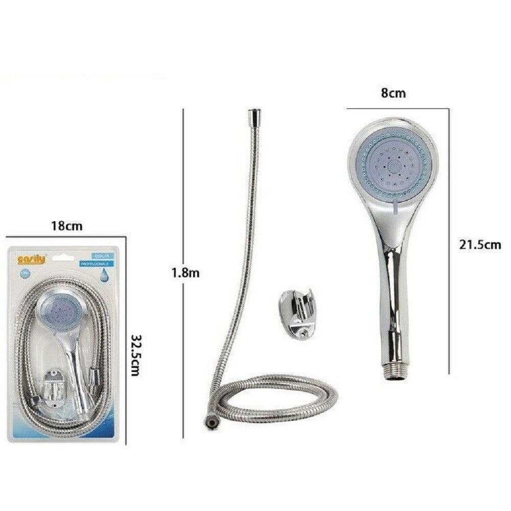 Trade Shop - Kit Doccetta Rotonda Doccino Soffione Doccia Con Laccio 1,8mt Staffa Bagno 59177 -