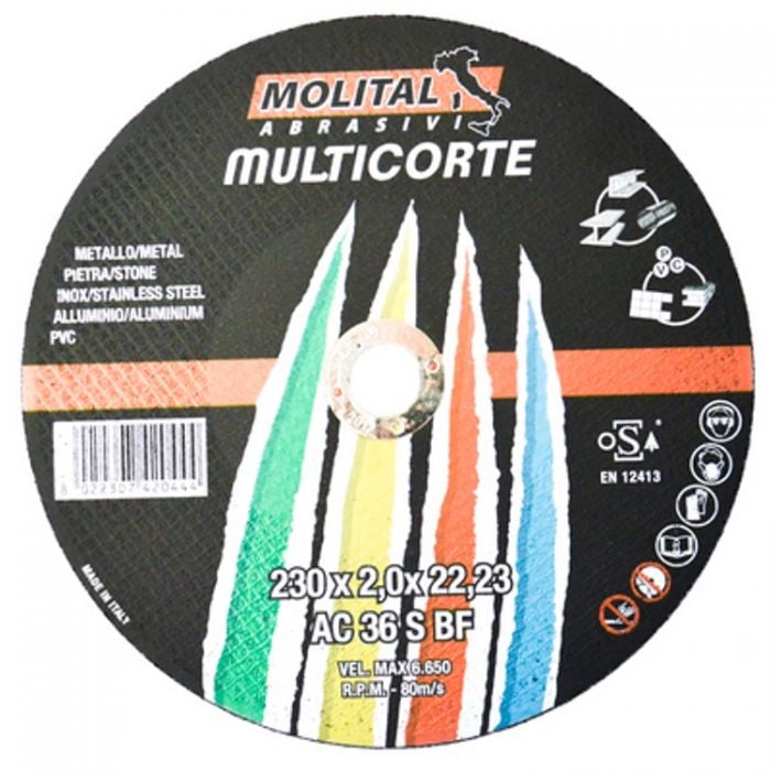 DISCO DA TAGLIO UNIVERSALE MOLITAL Ø 230x2,0 mm - MOLITAL