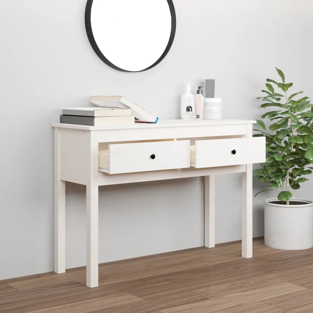 Tavolo Consolle | Tavolo d'Ingresso Bianco 100x35x75 cm in Legno Massello di Pino