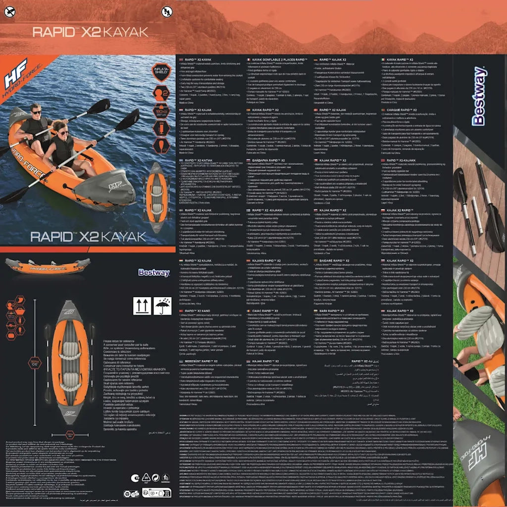 Bestway Set Kayak Gonfiabile Hydro-Force Rapid x2 93789