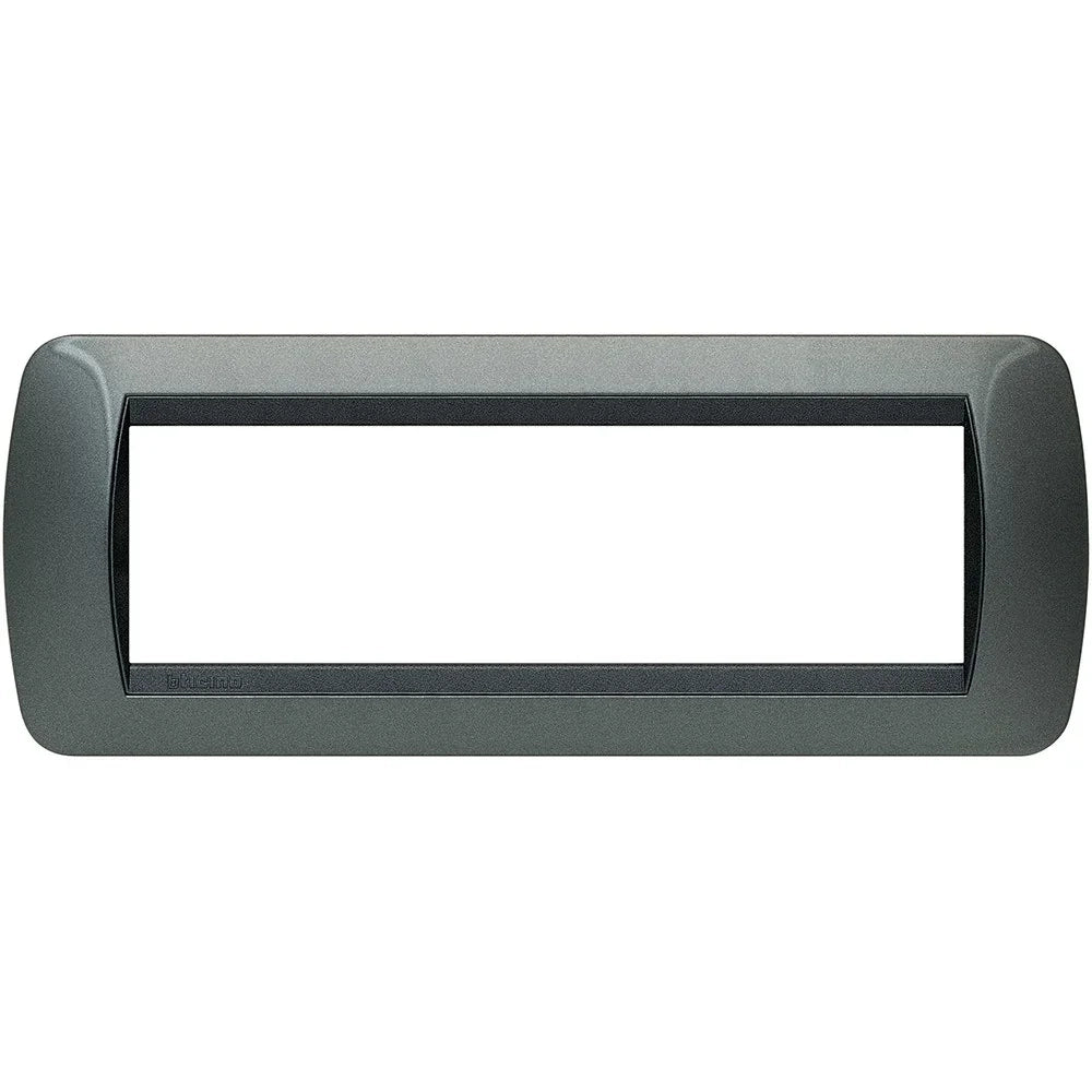 Living Int. - Placca 7 posti acciaio scuro plastica - L4807PA
