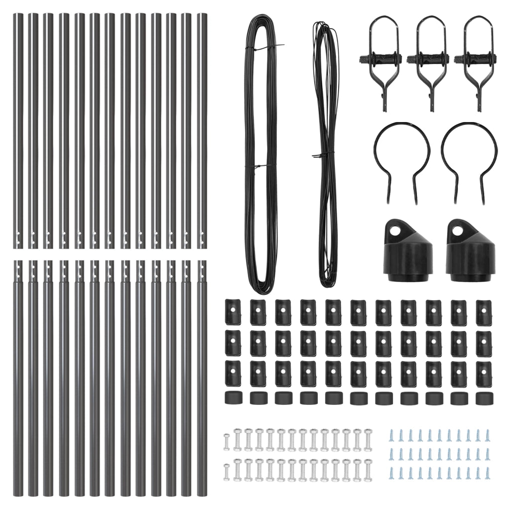 Posti per recinsione 13 pcs Grigio Ã˜32 mm 210 cm Acciaio zincato
