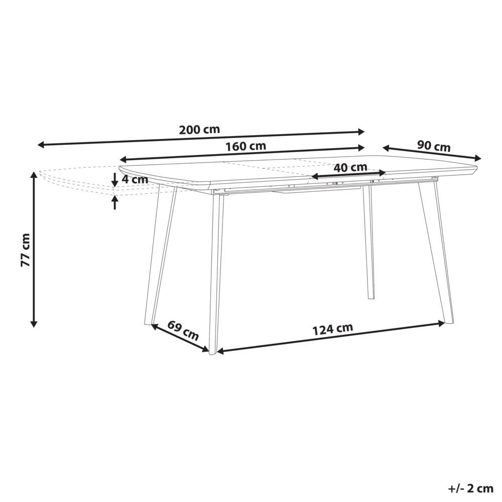Tavolo da Pranzo Effetto Marmo MDF Gambe in Ferro Nero Piano Allungabile Rettangolare 160/200 x 90 cm