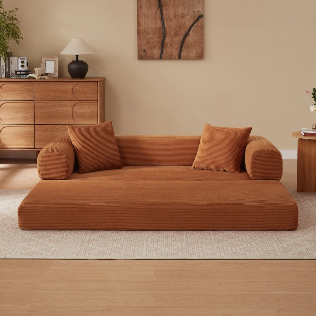 DIVANO LETTO Modulare in velluto Terracotta