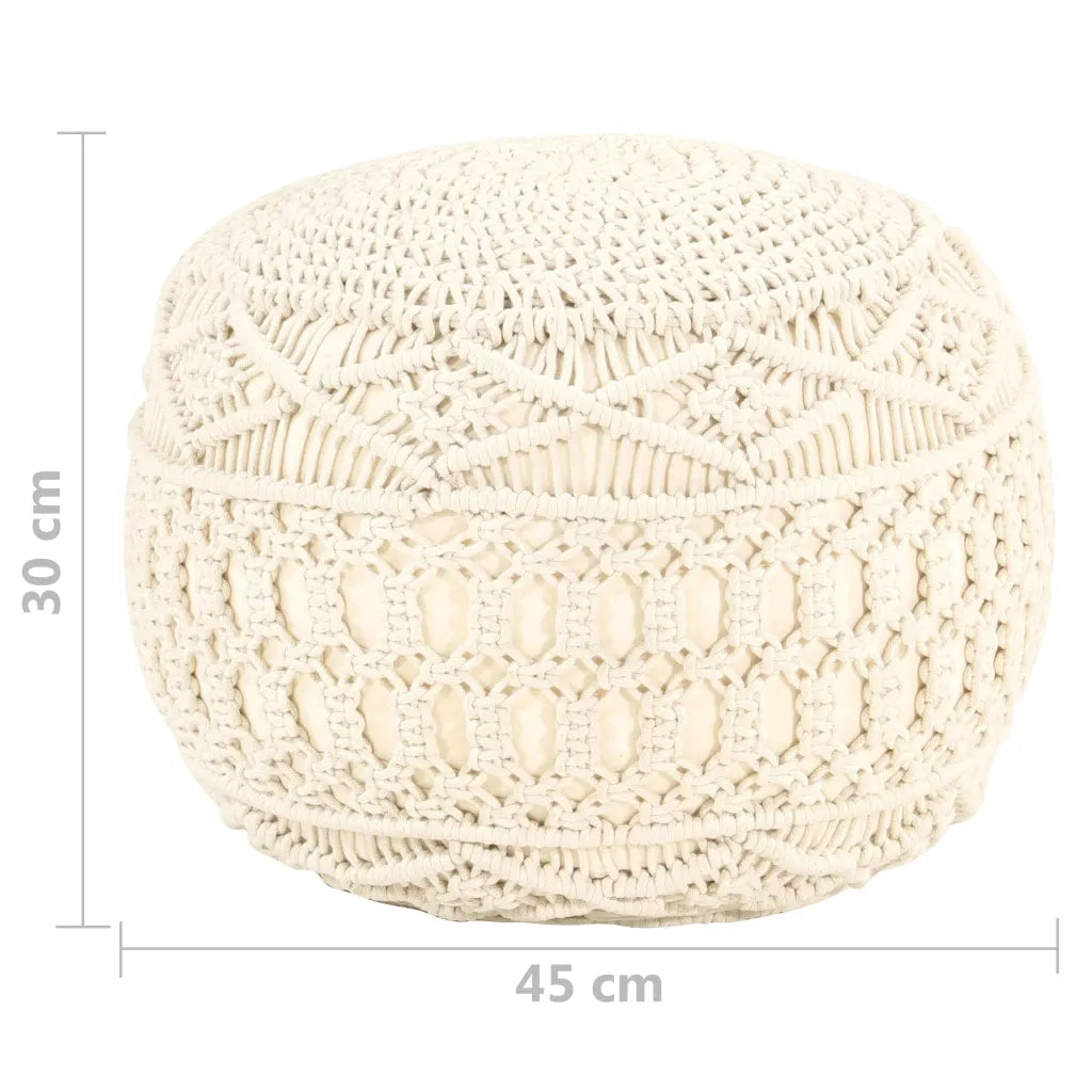 Pouf Lavorato a Mano in MacramÃ© 45x30 cm in Cotone  cod mxl 75005
