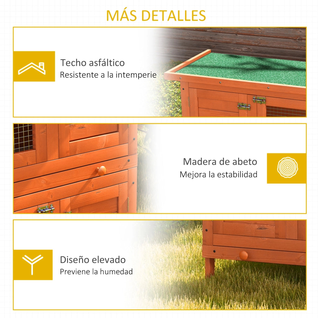 Casetta per Conigli 2 Livelli ¨C zephmum ¨C Legno Naturale 90x45x90 cm