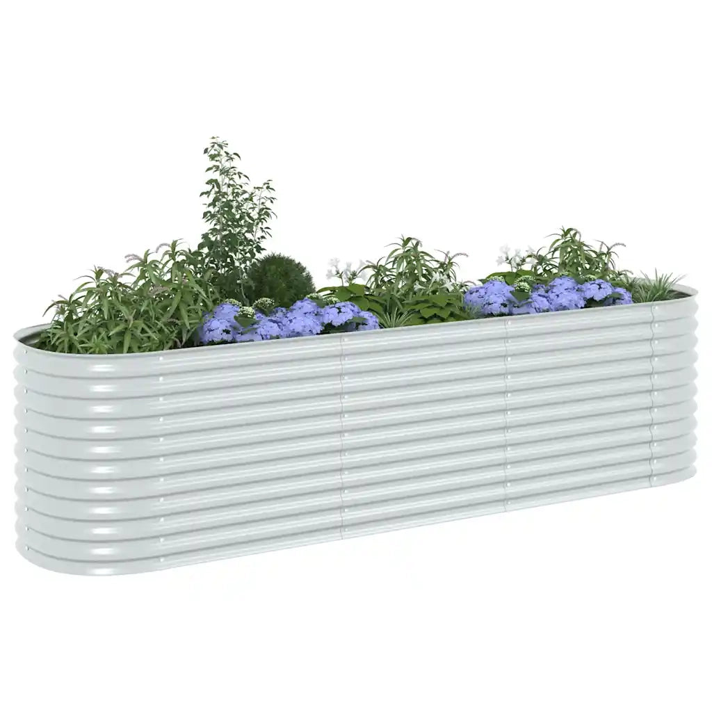 Letto Rialzato Giardino 320x80x81 cm in Acciaio Zincato Argento 45512