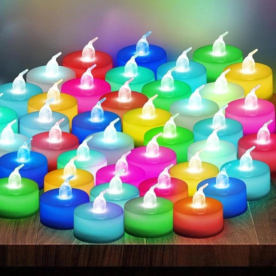 Luminarie LED a vela - Luminarie LED a vela senza fiamma 48 pezzi - candele LED - luminarie da tavolo LED - 7 colori - per matrimonio - festa - Natale - Pasqua - illuminazione di atmosfera