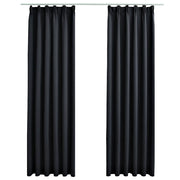 Tende Oscuranti | Tende Blackout con Ganci 2 pz Nere 140x225 cm