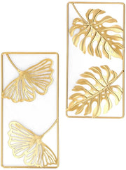 Decorazione per parete a forma di foglia di ginkgo - 2 pezzi - Materiale metallico - Decorazione per parete per salotto - Decorazione per parete per camera da letto - Materiale resistente e duraturo - Progettazione artistica - Decorazione per parete
