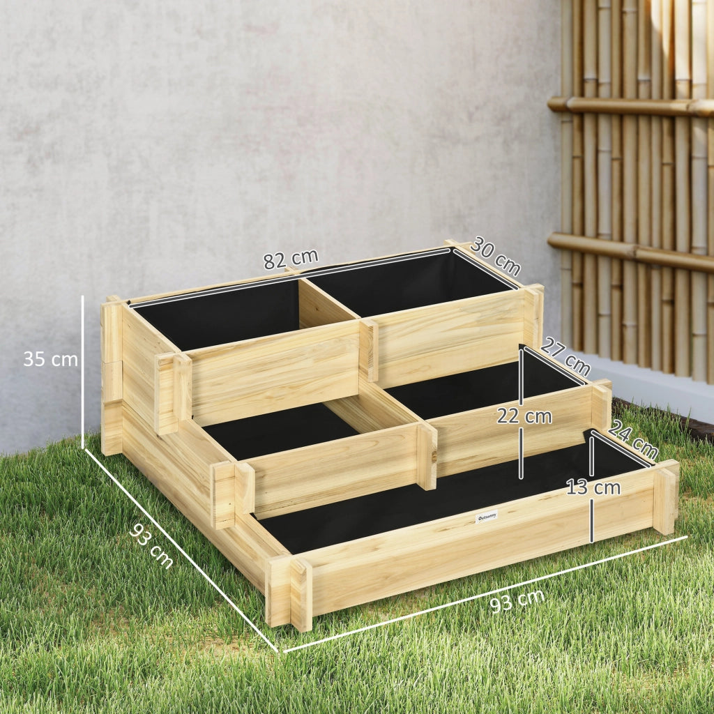 Fioriera 3 livelli con scala ¨C zephmum ¨C 93x93x35 cm naturale