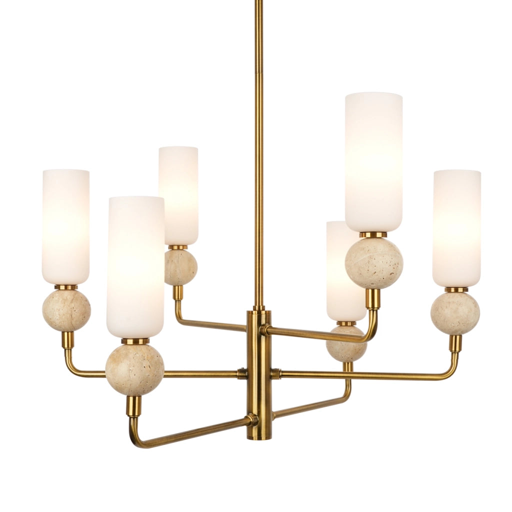Lampadario Santos ottone vetro ovale 6 luci G9 Italux