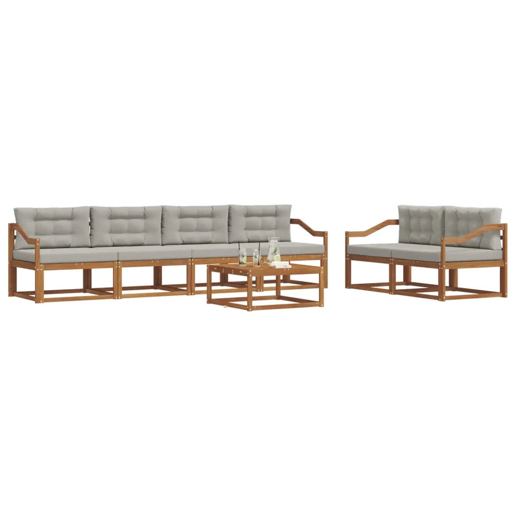 Set di divani da esterno 7 pcs Grigio Naturale e Chiaro 3367244