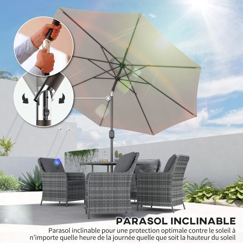 Ombrellone da giardino inclinabile ¨C zephmum ¨C Grigio Chiaro ? 3 m Polyester 180g/m2