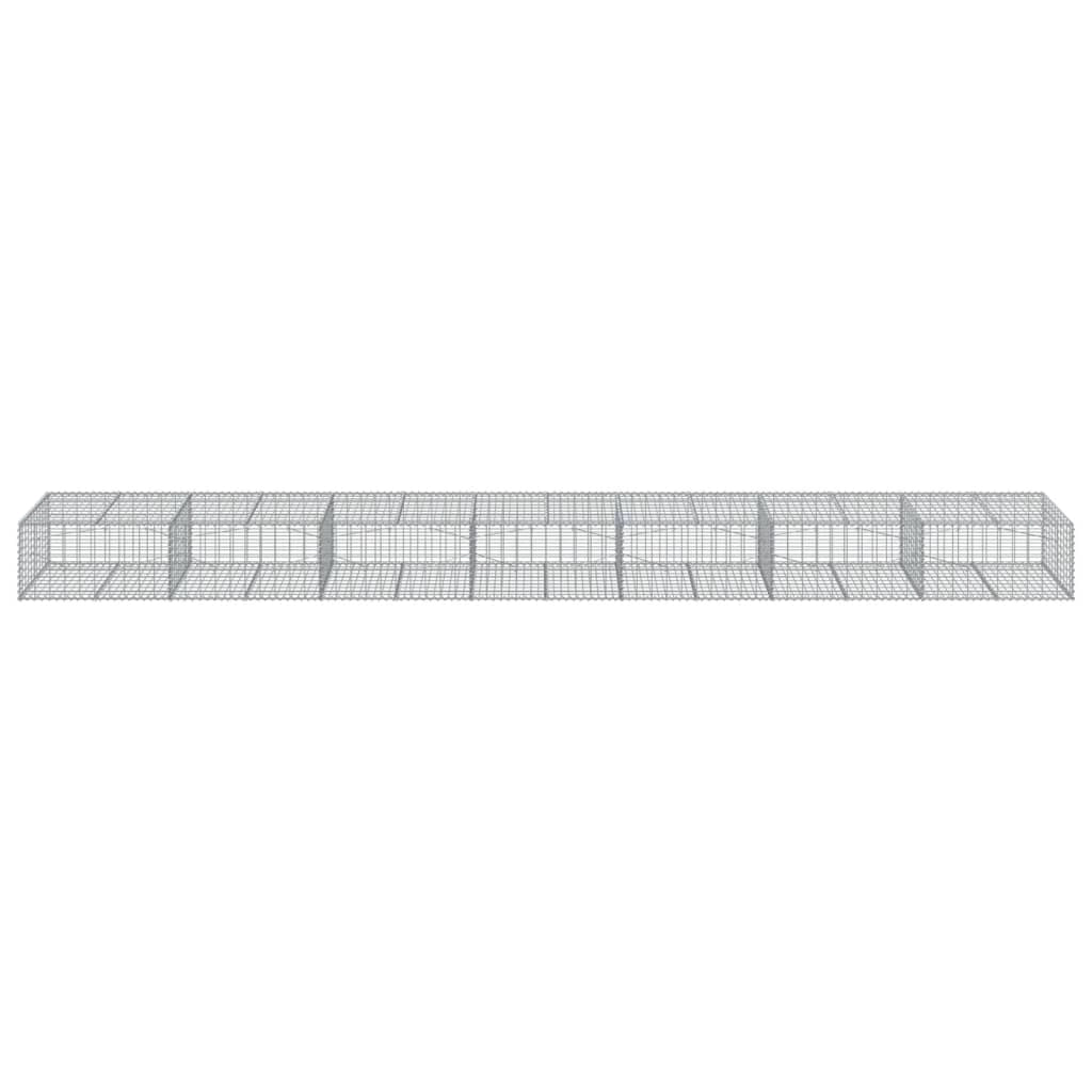 Gabbione recinto a gabbia muro di contenimento con coperchio 700 x 100 x 50 cm ferro zincato argento 02_0040192
