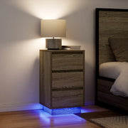 Comodino con Luci LED-Tavolino da notte Rovere Sonoma 38x34x65 cm