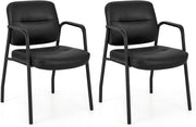 Set di 2 Sedie da Sala d'Attesa Imbottite, Sedie da Conferenza con Braccioli, con Gambe in Metallo, Sedie da Ufficio Portata 160 kg, 58 x 56 x 81 cm