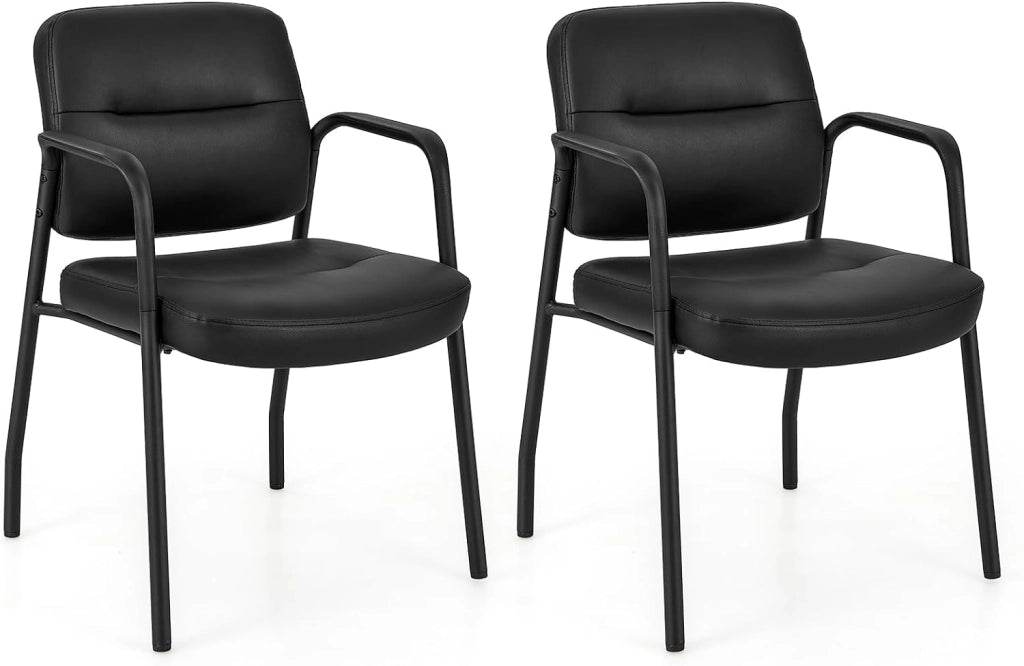 Set di 2 Sedie da Sala d'Attesa Imbottite, Sedie da Conferenza con Braccioli, con Gambe in Metallo, Sedie da Ufficio Portata 160 kg, 58 x 56 x 81 cm