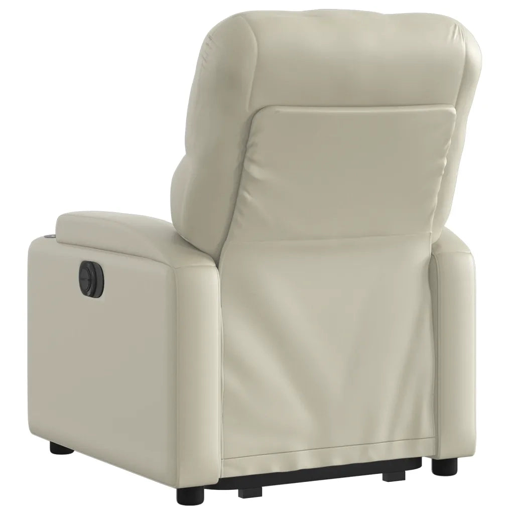 Poltrona | Sedia Relax Alzapersona Reclinabile Crema in Similpelle