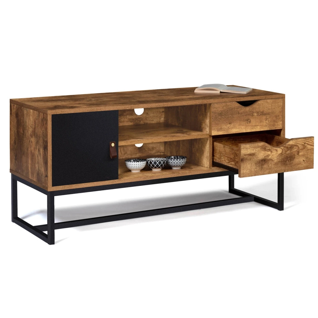 IDMarket - Porta TV CHICAGO a 2 cassetti con armadio dal design industriale