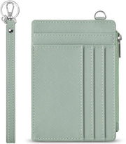 Portafoglio con capacità grande - Portamonete minimalista per donne - Protezione RFID - Rivestimento in pelle con chiusura a chiave e attaccapanni - Chiusura a zip - 6 tasche per carte di credito