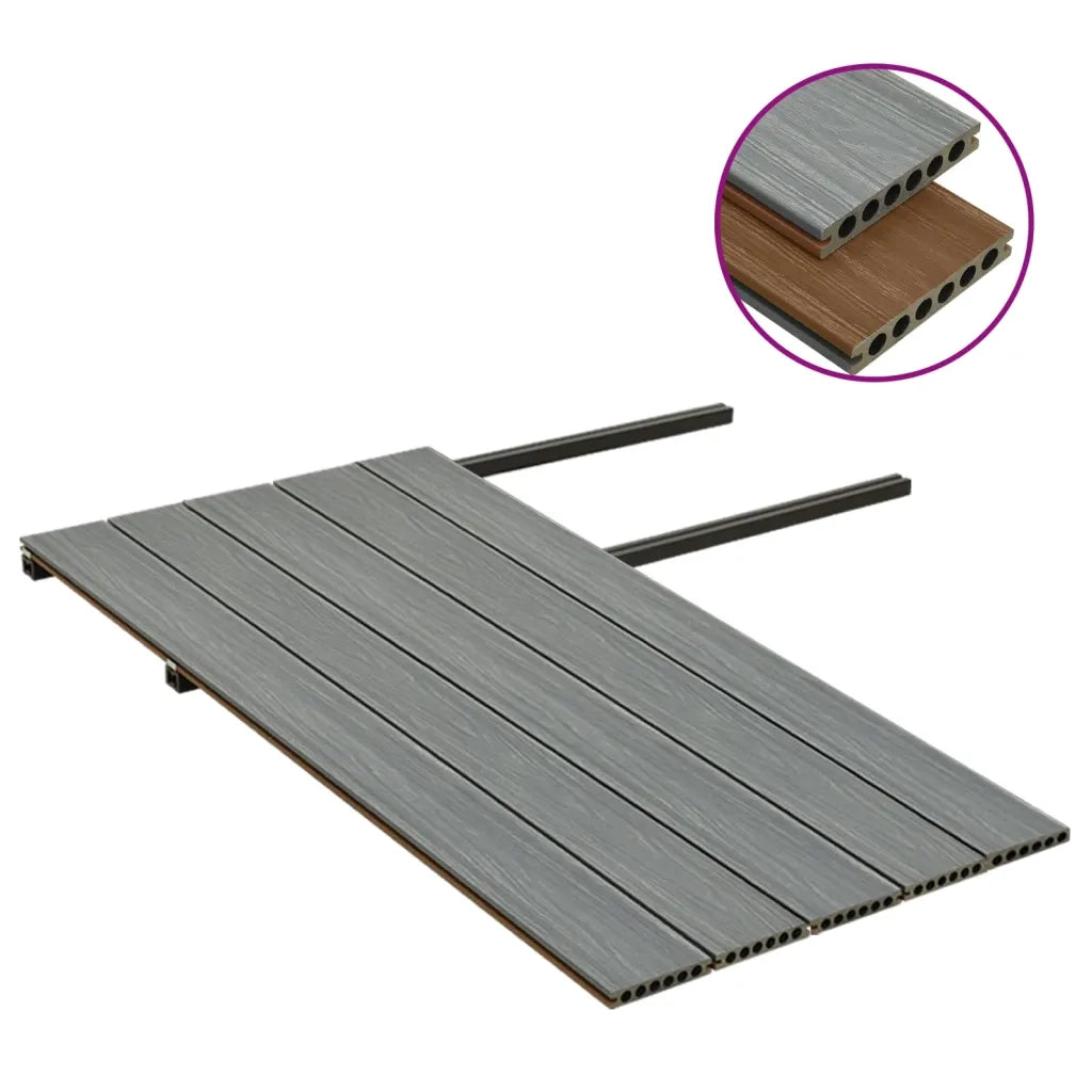 Listoni Decking WPC con Accessori Marroni e Grigi 10 mÂ² 2,2 m