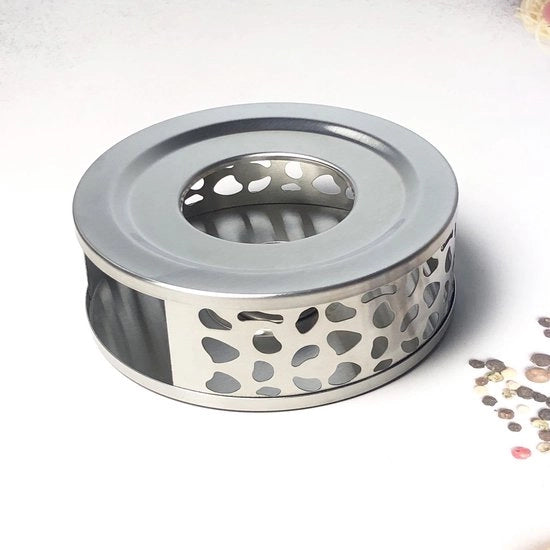 Caldaia per tazze in acciaio inossidabile - dimensioni 15x15x5cm - base rotonda - supporto per candele con design a struttura a nido d'ape - caldaia multifunzionale - riscaldatore per caffè e latte - adatto per tazze da tè - Zilver poreus