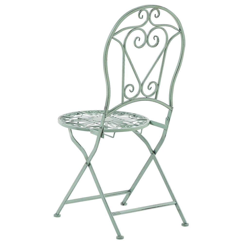 Set da bistrot per esterni in metallo verde 2 sedie pieghevoli Set da balcone decorativo da tavola rotonda