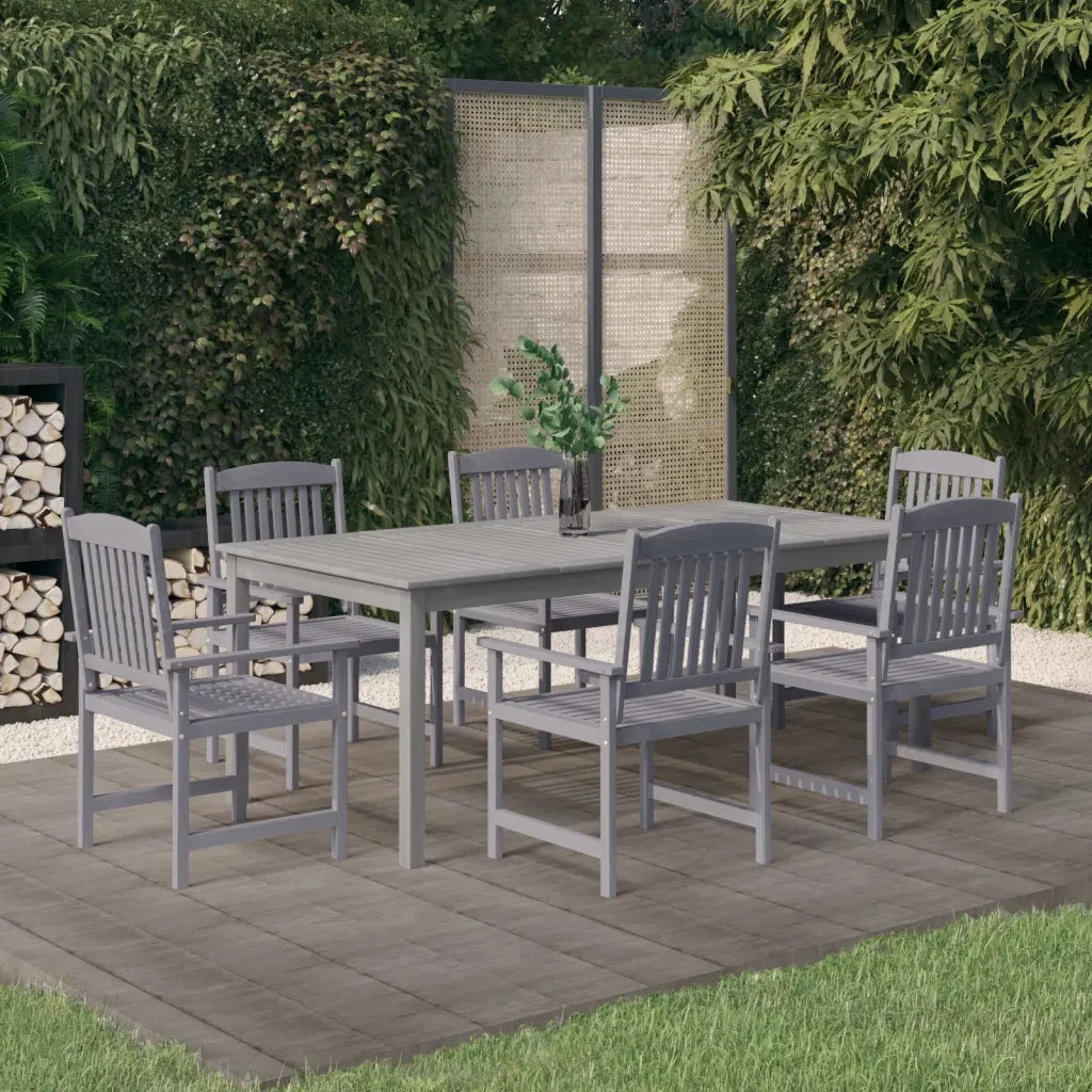 Set da Pranzo da Giardino 7 pz Legno Massello di Acacia Grigio 3098682