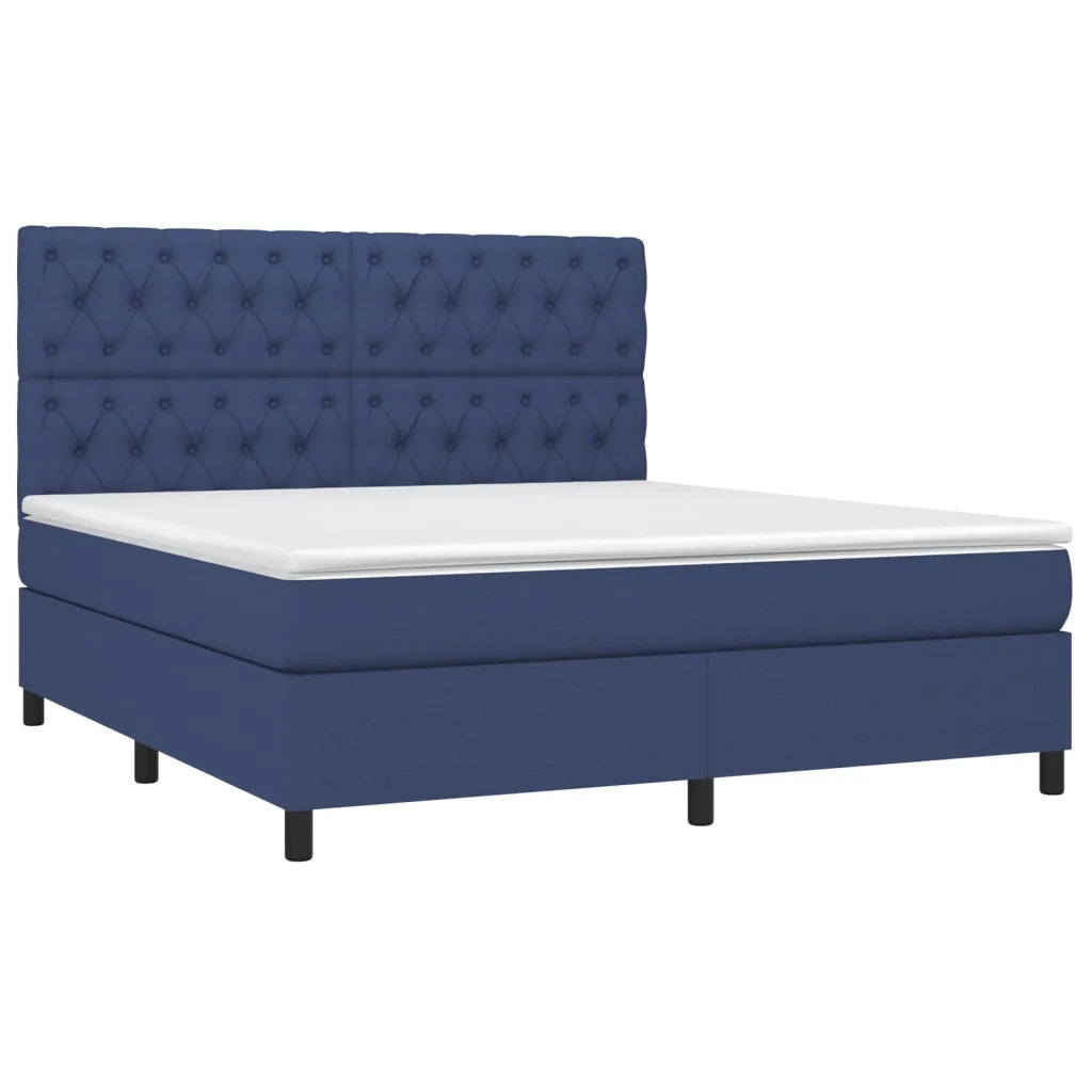 Letto a Molle con Materasso e LED Blu 160x200 cm in Tessuto cod mxl 35774