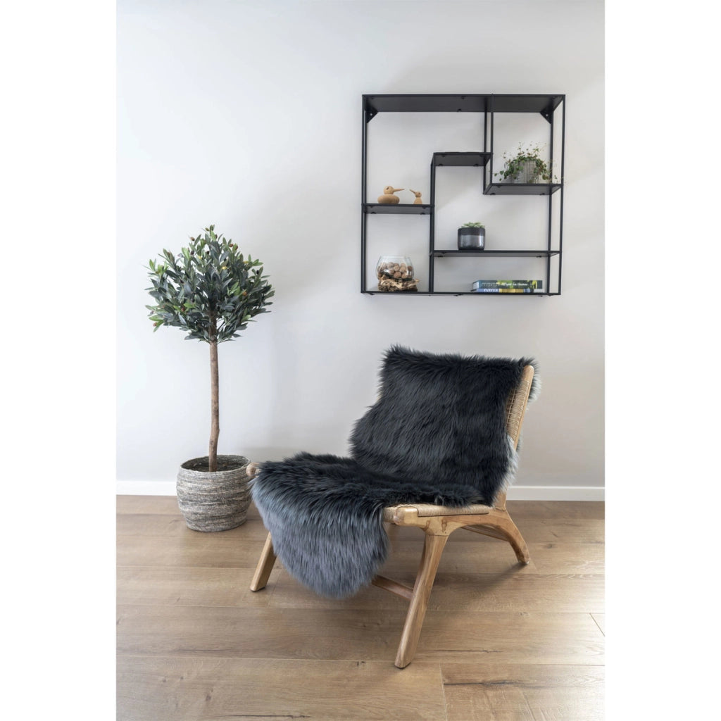 Tappeto Asimmetrico Lambskin, Grigio, Poliestere, 180x60x6,5 cm