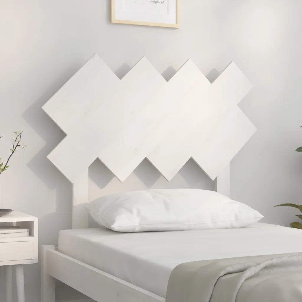 Testiera per Letto Bianca 92x3x81 cm in Legno Massello di Pino 819201