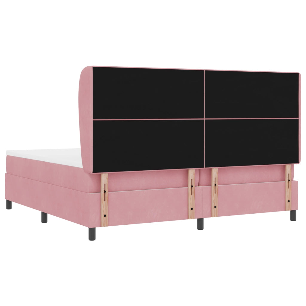 Letto Box Spring  con Materasso Rosa 200x200 cm Velluto