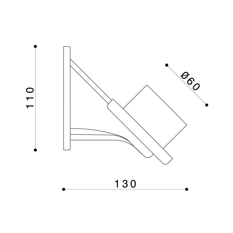 BRACCIO INCLINATO 45° PER LAMPADE FINO A 300MM NER