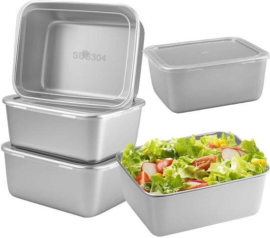 Set di contenitori in acciaio inossidabile a 5 livelli, 650 ml, con coperchio, contenitore riutilizzabile, set per frigorifero, cucina ristorante