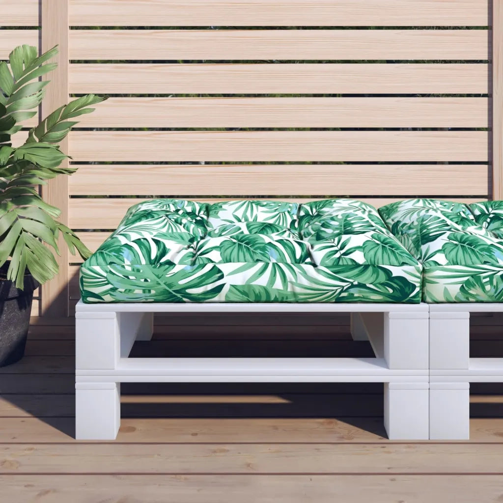 vidaXL Cuscino per Pallet con Motivo a Foglie 80x80x12 cm in Tessuto