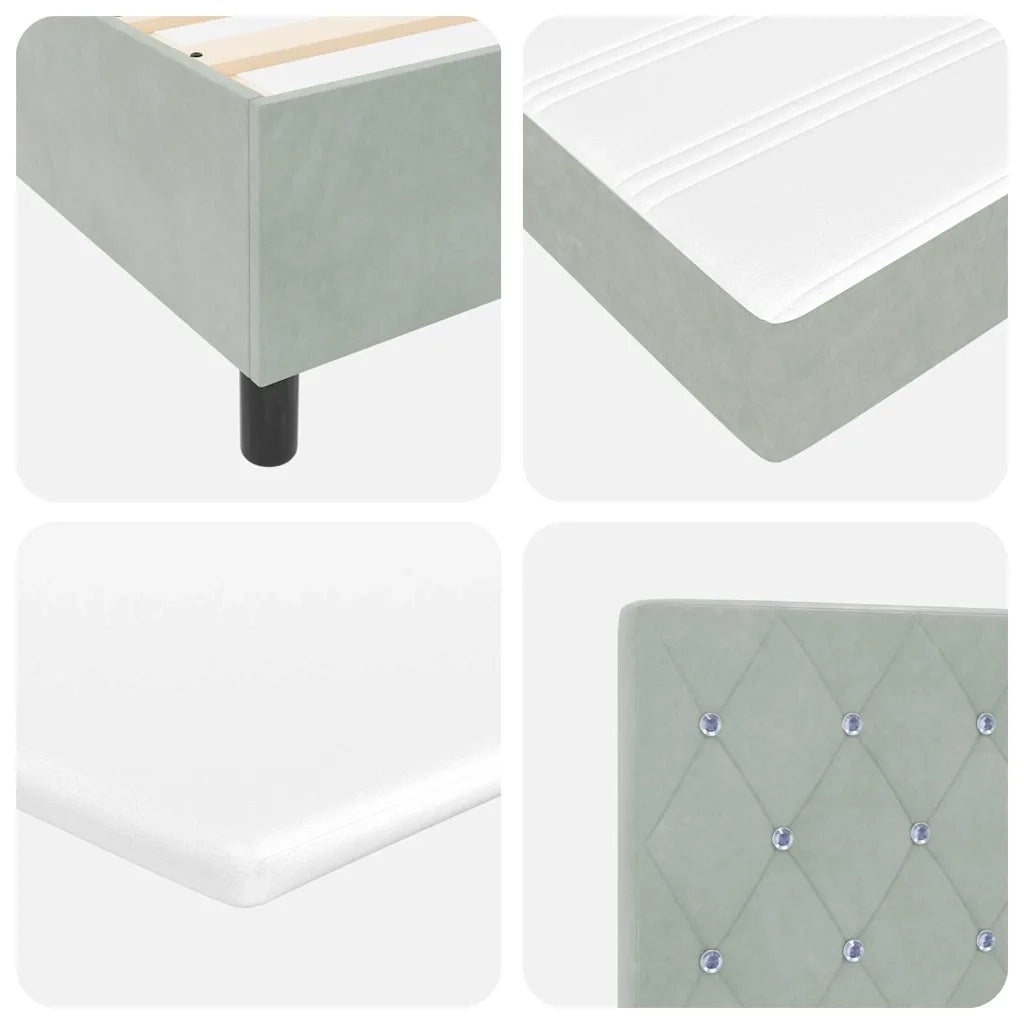 Letto a molle con materasso Grigio chiaro 90 x 190 cm Tessuto 3339734